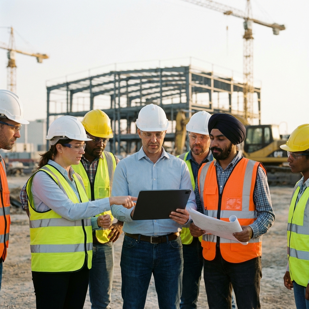 Construction workers to illustrate Industrials